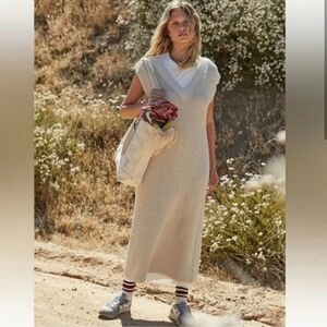 Free People Beach Sweater Dress M Swim Cover-up Lounge Boho Minimalist V-neck